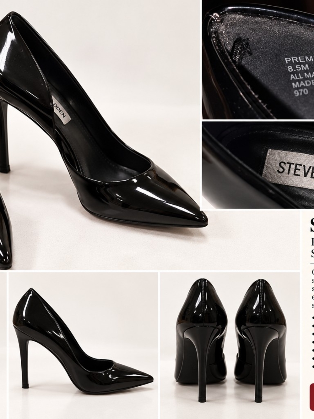 Steve Madden Black Patent Pointed Toe Stiletto Pumps
